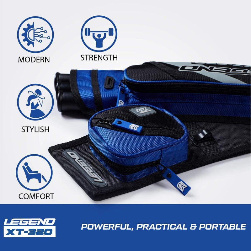 Legend XT320 Archery Quivers - Right Handed Nylon Hip Quivers with 3 Arrow Tube Cases for Target Shooting - Adjustable Waist Belt, T-Slot, Compartments for Accessories, Tools, Release Tab - Blue - Image 5